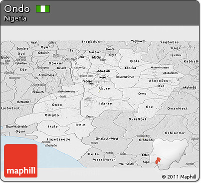 Silver Style Panoramic Map of Ondo