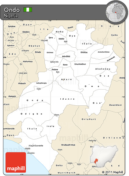 Classic Style Simple Map of Ondo