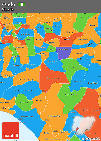 Political Simple Map of Ondo