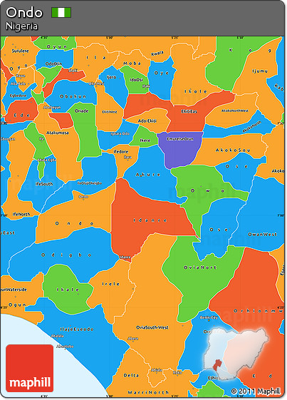 Political Simple Map of Ondo