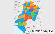 Political Simple Map of Ondo, single color outside, borders and labels