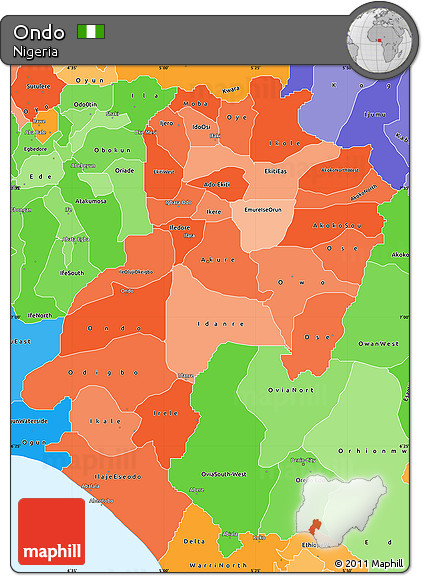 Political Shades Simple Map of Ondo