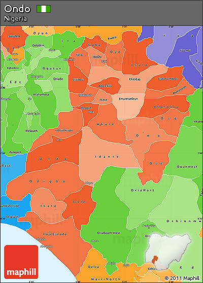 Political Shades Simple Map of Ondo