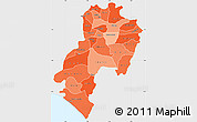 Political Shades Simple Map of Ondo, single color outside