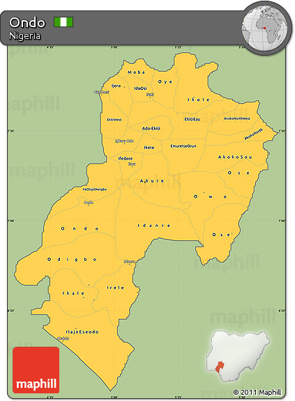 Savanna Style Simple Map of Ondo, cropped outside