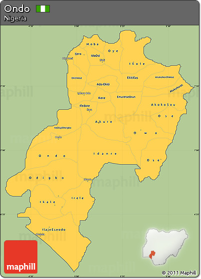 Savanna Style Simple Map of Ondo, cropped outside
