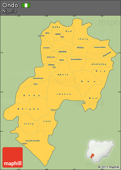 Savanna Style Simple Map of Ondo, cropped outside
