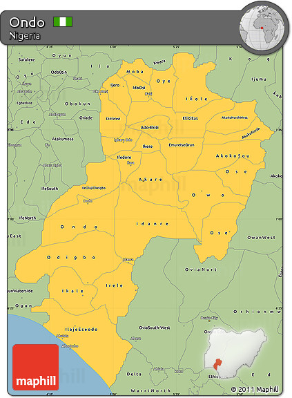 Savanna Style Simple Map of Ondo