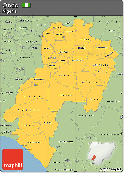 Savanna Style Simple Map of Ondo