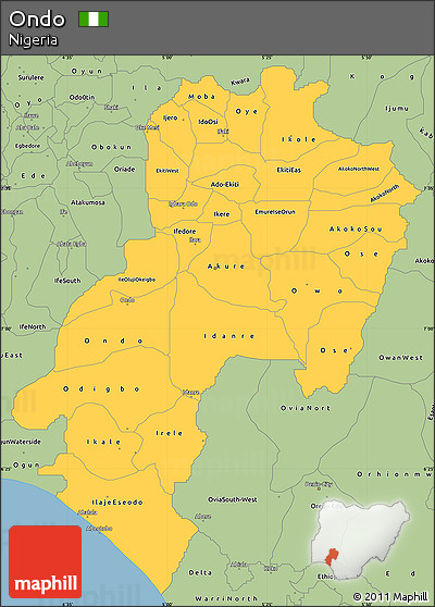 Savanna Style Simple Map of Ondo