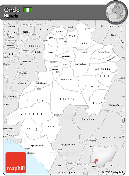 Silver Style Simple Map of Ondo