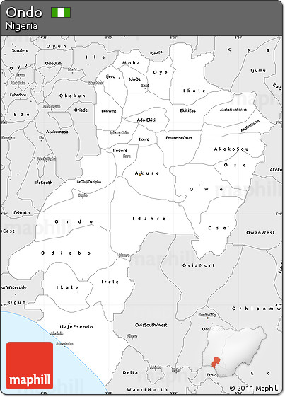 Silver Style Simple Map of Ondo
