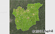 Satellite 3D Map of Osun, darken, semi-desaturated
