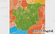 Satellite 3D Map of Osun, political shades outside