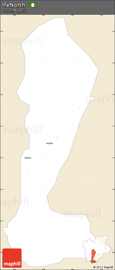 Classic Style Simple Map of IfeNorth, single color outside