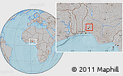 Gray Location Map of Iwo, hill shading
