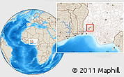 Shaded Relief Location Map of Iwo, highlighted country