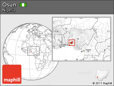 Blank Location Map of Osun, within the entire country