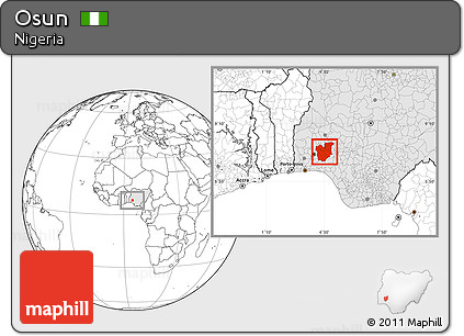 Blank Location Map of Osun, highlighted country