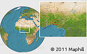 Satellite Location Map of Osun, within the entire country