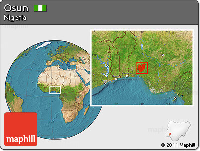 Satellite Location Map of Osun