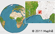 Satellite Location Map of Osun, highlighted country