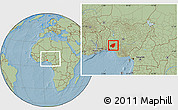 Savanna Style Location Map of Osun, within the entire country, hill shading