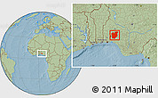 Savanna Style Location Map of Osun, hill shading