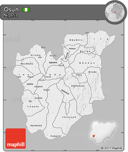 Gray Map of Osun, single color outside