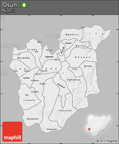Gray Map of Osun, single color outside