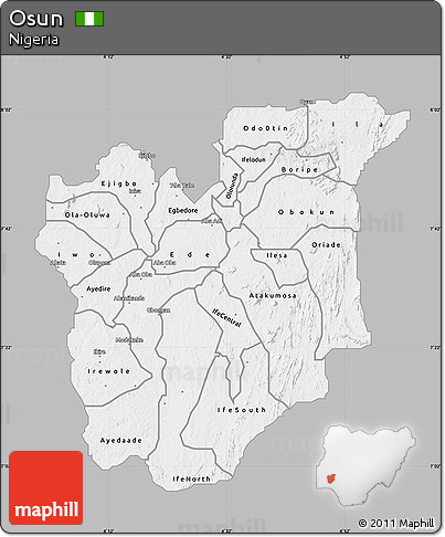 Gray Map of Osun, single color outside