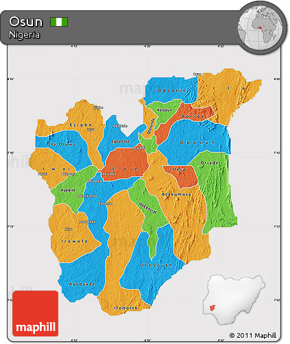 Political Map of Osun, cropped outside