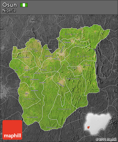 Satellite Map of Osun, darken, desaturated