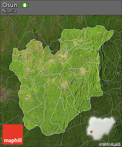 Satellite Map of Osun, darken