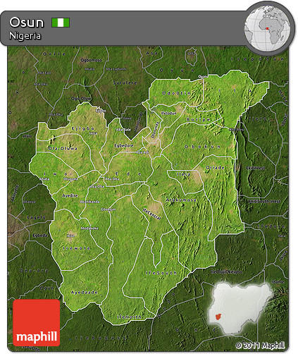 Satellite Map of Osun, darken