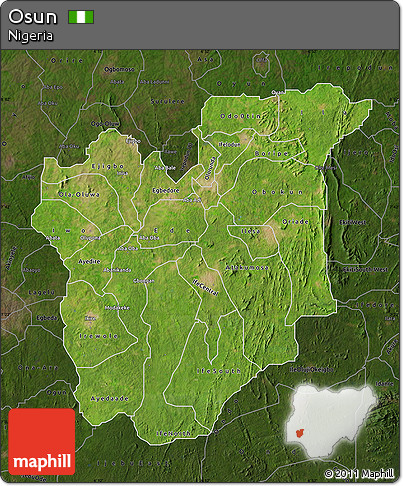 Satellite Map of Osun, darken