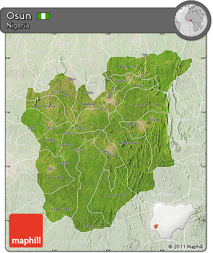 Satellite Map of Osun, lighten