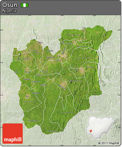 Satellite Map of Osun, lighten