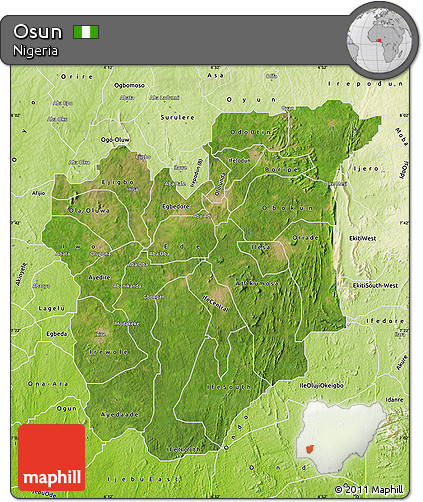 Satellite Map of Osun, physical outside