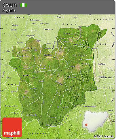 Satellite Map of Osun, physical outside