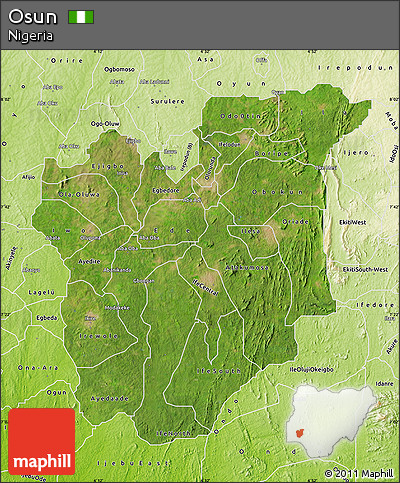 Satellite Map of Osun, physical outside