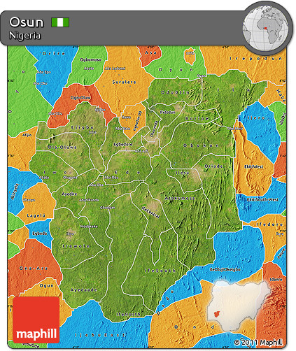Satellite Map of Osun, political outside