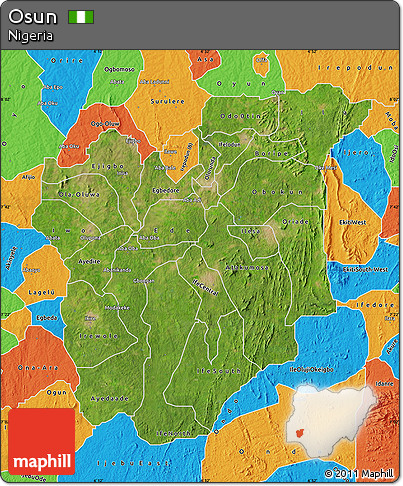 Satellite Map of Osun, political outside