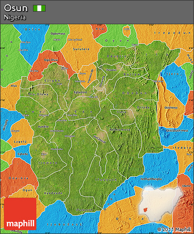 Satellite Map of Osun, political outside