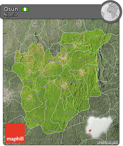 Satellite Map of Osun, semi-desaturated