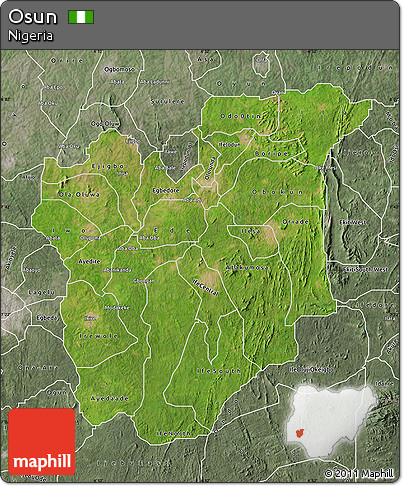 Satellite Map of Osun, semi-desaturated