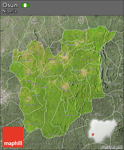 Satellite Map of Osun, semi-desaturated