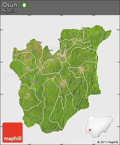 Satellite Map of Osun, single color outside
