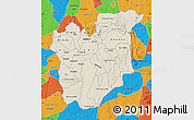Shaded Relief Map of Osun, political outside