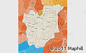 Shaded Relief Map of Osun, political shades outside